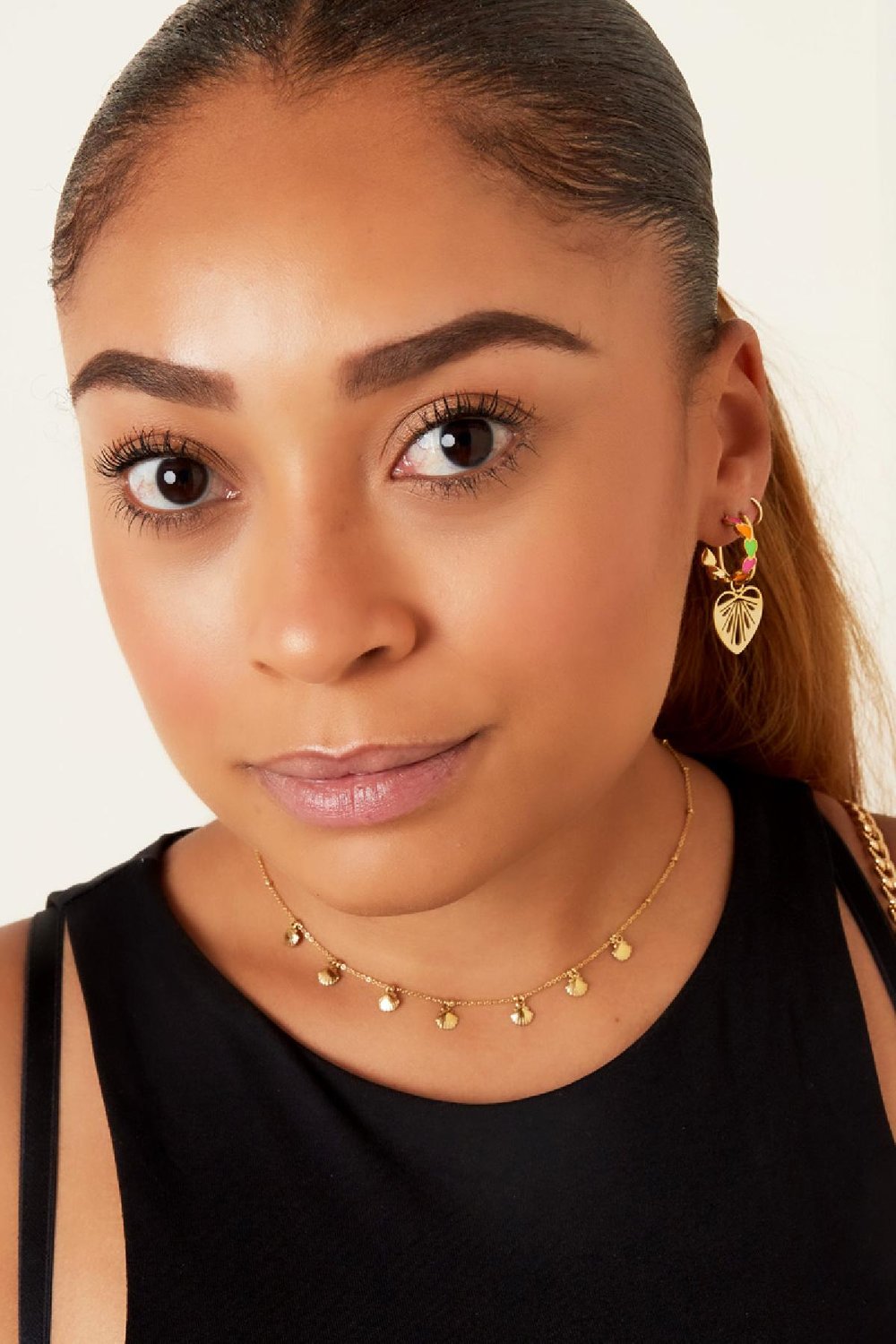 Cut out hearts earrings Gold Color Stainless Steel h5Picture2